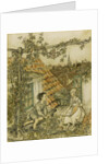 Kay and Gerda in their garden high up on the roof. Illustration for the tale of The Snow Queen, 18 by Arthur Rackham