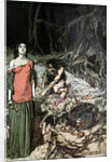 The wooing of Grimhilde, the mother of Hagen. Illustration for Siegfried and The Twilight of the Go by Arthur Rackham