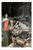 The wooing of Grimhilde, the mother of Hagen. Illustration for Siegfried and The Twilight of the Go by Arthur Rackham