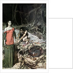 The wooing of Grimhilde, the mother of Hagen. Illustration for Siegfried and The Twilight of the Go by Arthur Rackham