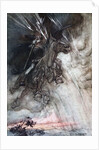 Furiously Wotan is riding to the rock. Illustration for The Rhinegold and The Valkyrie by Richard by Arthur Rackham