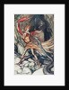 Ohe! Ohe! Terrible dragon, oh, swallow me not! Illustration for The Rhinegold and The Valkyrie by by Arthur Rackham