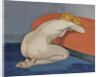 Naked woman kneeling in front of a red couch, 1915 by Felix Edouard Vallotton