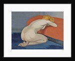 Naked woman kneeling in front of a red couch, 1915 by Felix Edouard Vallotton