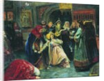 The forced tonsure, 1896 by Klavdi Vasilyevich Lebedev