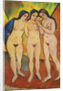 Three nudes, orange and red, 1912 by August Macke