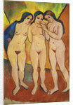 Three nudes, orange and red, 1912 by August Macke