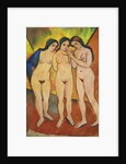 Three nudes, orange and red, 1912 by August Macke