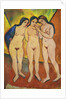 Three nudes, orange and red, 1912 by August Macke