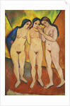 Three nudes, orange and red, 1912 by August Macke