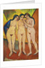Three nudes, orange and red, 1912 by August Macke
