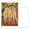 Three nudes, orange and red, 1912 by August Macke