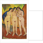 Three nudes, orange and red, 1912 by August Macke