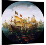 Sea battle between the Dutch and Spanish ships, 1604 by (Aert van Antum) Aert Anthonisz.
