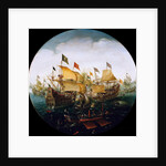 Sea battle between the Dutch and Spanish ships, 1604 by (Aert van Antum) Aert Anthonisz.