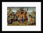 Landscape with biblical scenes and legends of the saints by Jacopo del Sellaio
