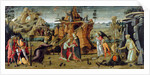 Landscape with biblical scenes and legends of the saints by Jacopo del Sellaio