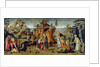 Landscape with biblical scenes and legends of the saints by Jacopo del Sellaio