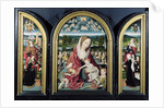 Virgin and Child with Music-Making Angels and the Sampsons-Coolen family, Triptych, 1500-1525 by Jacob Cornelisz van Oostsanen