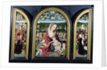 Virgin and Child with Music-Making Angels and the Sampsons-Coolen family, Triptych, 1500-1525 by Jacob Cornelisz van Oostsanen