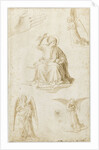 Studies of a hand, three angels and Christ as Salvator Mundi, Second Half of the 15th century by Benozzo Gozzoli