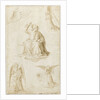 Studies of a hand, three angels and Christ as Salvator Mundi, Second Half of the 15th century by Benozzo Gozzoli