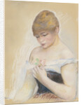 Young Woman Holding A Flower. Portrait of the actress Jeanne Samary, c. 1880 by Pierre Auguste Renoir