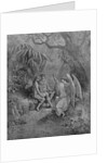 Raphael talks to Adam and Eve. Illustration for John Miltons Paradise Lost, 1866 by Gustave Doré