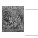 Raphael talks to Adam and Eve. Illustration for John Miltons Paradise Lost, 1866 by Gustave Doré