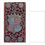 Embroidered velvet binding on John Udalls Sermons with the arms of Elizabeth I, 1596 by Anonymous master
