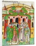 Vladimir Vsevolodovich crowned by Bishop Neophytos with Monomakhs Cap. by Anonymous