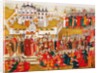 A crowd at the Hypatian Monastery imploring Mikhail Romanovs mother to let him go to Moscow and bec by Artamon Sergeevich Matveyev