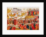 A crowd at the Hypatian Monastery imploring Mikhail Romanovs mother to let him go to Moscow and bec by Artamon Sergeevich Matveyev