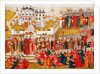 A crowd at the Hypatian Monastery imploring Mikhail Romanovs mother to let him go to Moscow and bec by Artamon Sergeevich Matveyev