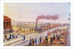 Arrival of the first train from St. Petersburg to Tsarskoye Selo on 30 October 1837, 1837 by Friedrich von Martens