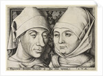 Self-Portrait with wife Ida, c. 1490 by Israhel van Meckenem the Younger