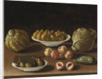 Still life with pears, peaches, figs, a melon, cabbage and marrow by Paolo Antonio Barbieri