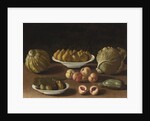 Still life with pears, peaches, figs, a melon, cabbage and marrow by Paolo Antonio Barbieri