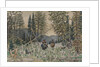 Hunters on horseback in a pine forest by Appolinari Mikhaylovich Vasnetsov