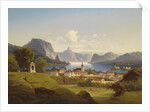 View of Gmunden with Schloss Ort in the Background, 1870 by Johann Wilhelm Jankowski