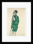 Self-portrait in green shirt with eyes closed, 1914 by Egon Schiele