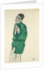 Self-portrait in green shirt with eyes closed, 1914 by Egon Schiele