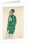 Self-portrait in green shirt with eyes closed, 1914 by Egon Schiele