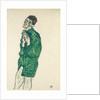 Self-portrait in green shirt with eyes closed, 1914 by Egon Schiele