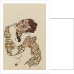 Self-portrait with checkered shirt, 1917 by Egon Schiele