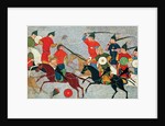 Ghenghis Khan in combat. Miniature from Jami al-tawarikh (Universal History), ca 1430 by Anonymous