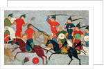 Ghenghis Khan in combat. Miniature from Jami al-tawarikh (Universal History), ca 1430 by Anonymous