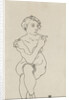 Seated female nude, arms and legs crossed, 1918 by Egon Schiele