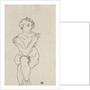 Seated female nude, arms and legs crossed, 1918 by Egon Schiele