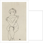 Seated female nude, arms and legs crossed, 1918 by Egon Schiele